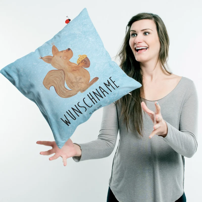 Personalisiertes Kissen Eichhörnchen Weihnachten