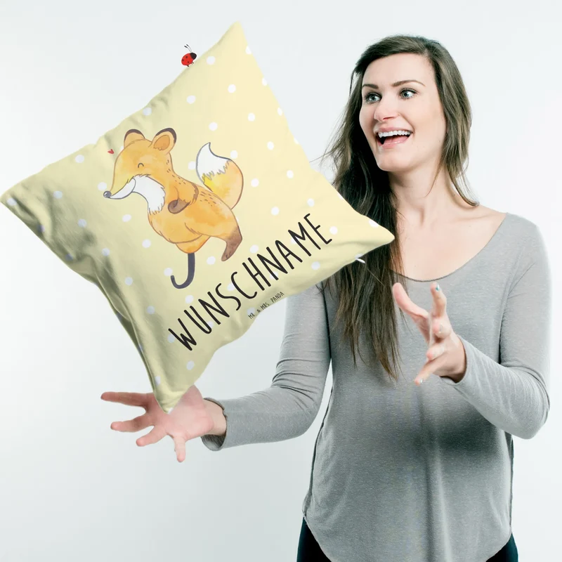 Personalisiertes Kissen Fuchs Beinprothese