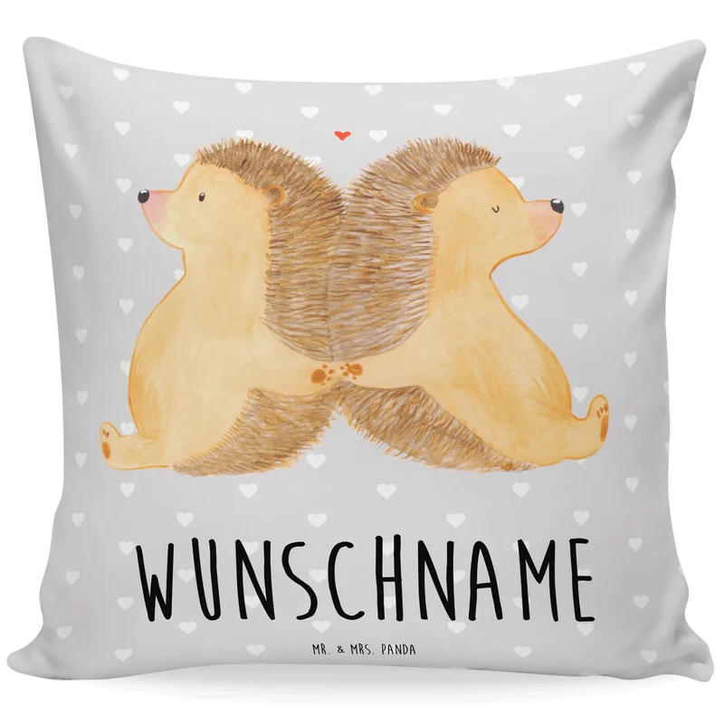 Personalisiertes Kissen Igel händchenhaltend