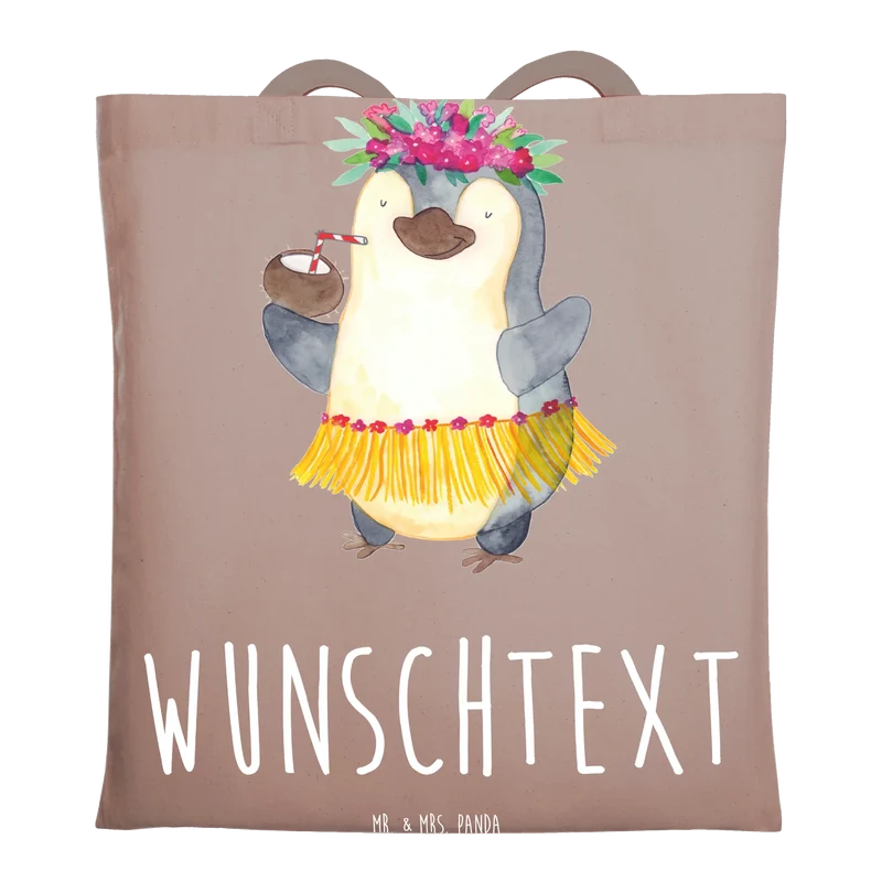 Personalisierte Foto Tragetasche Pinguin Kokosnuss
