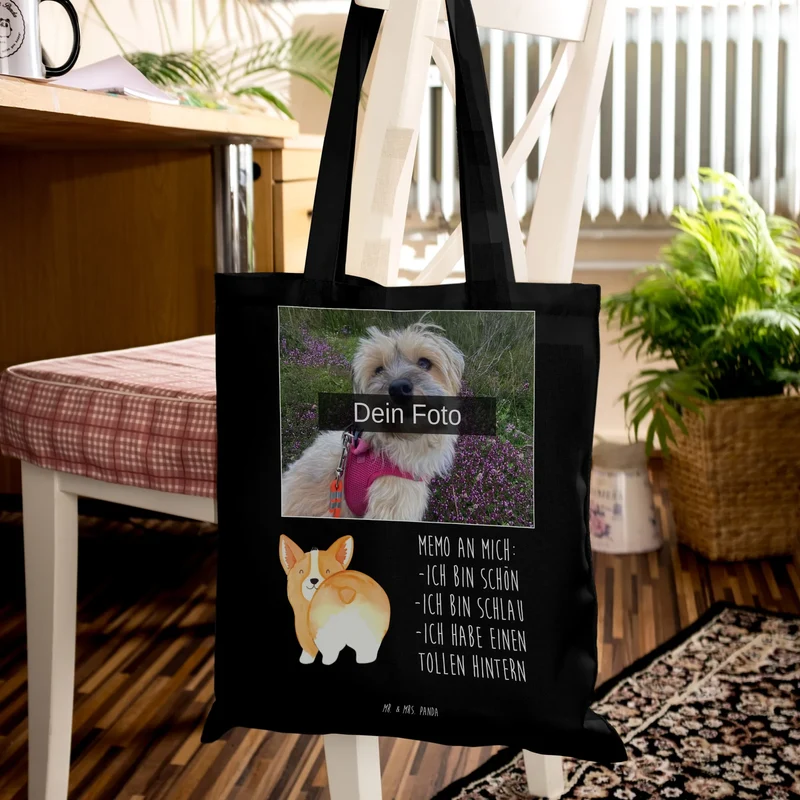 Personalisierte Foto Tragetasche Corgi Po