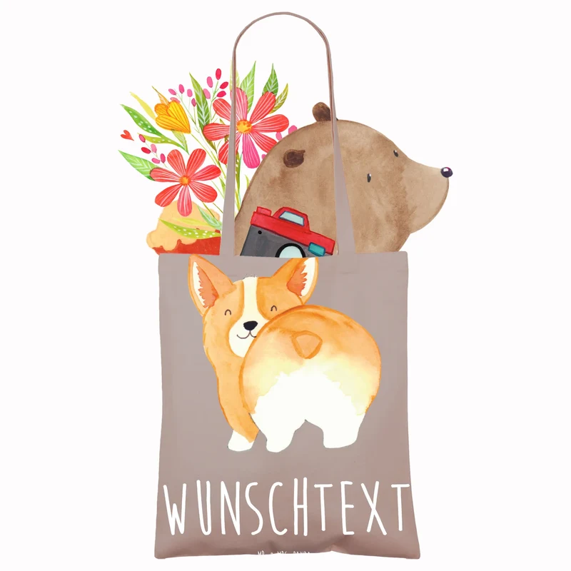 Personalisierte Foto Tragetasche Corgi Po