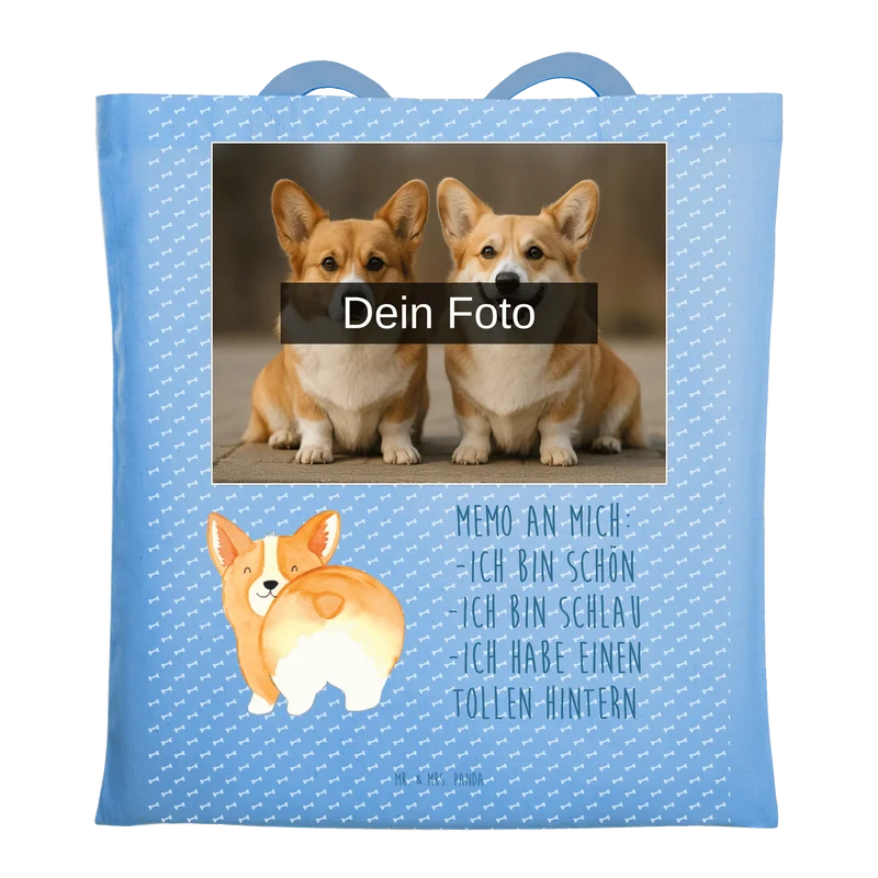 Personalisierte Foto Tragetasche Corgi Po