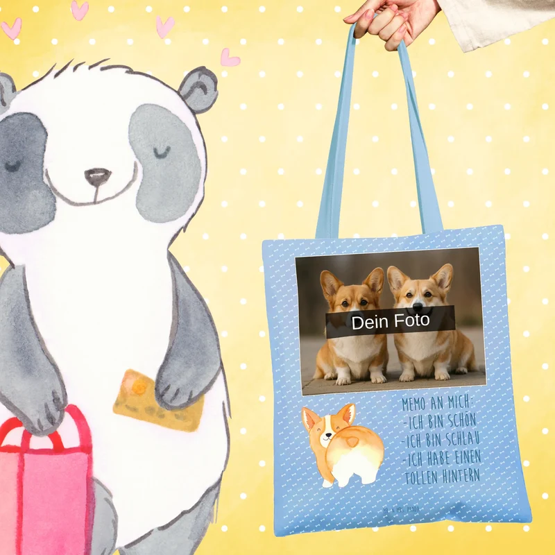Personalisierte Foto Tragetasche Corgi Po