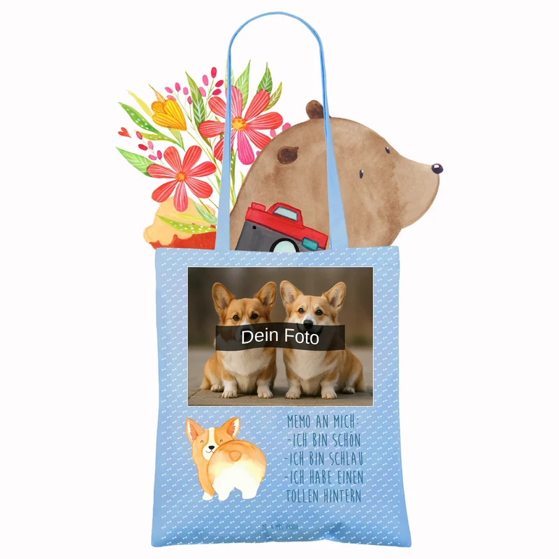 Personalisierte Foto Tragetasche Corgi Po