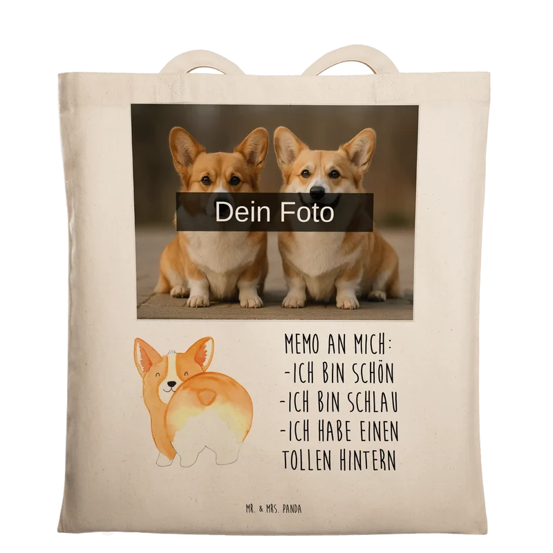 Personalisierte Foto Tragetasche Corgi Po