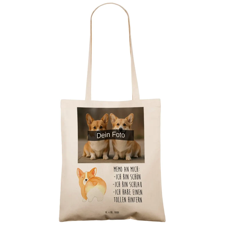 Personalisierte Foto Tragetasche Corgi Po