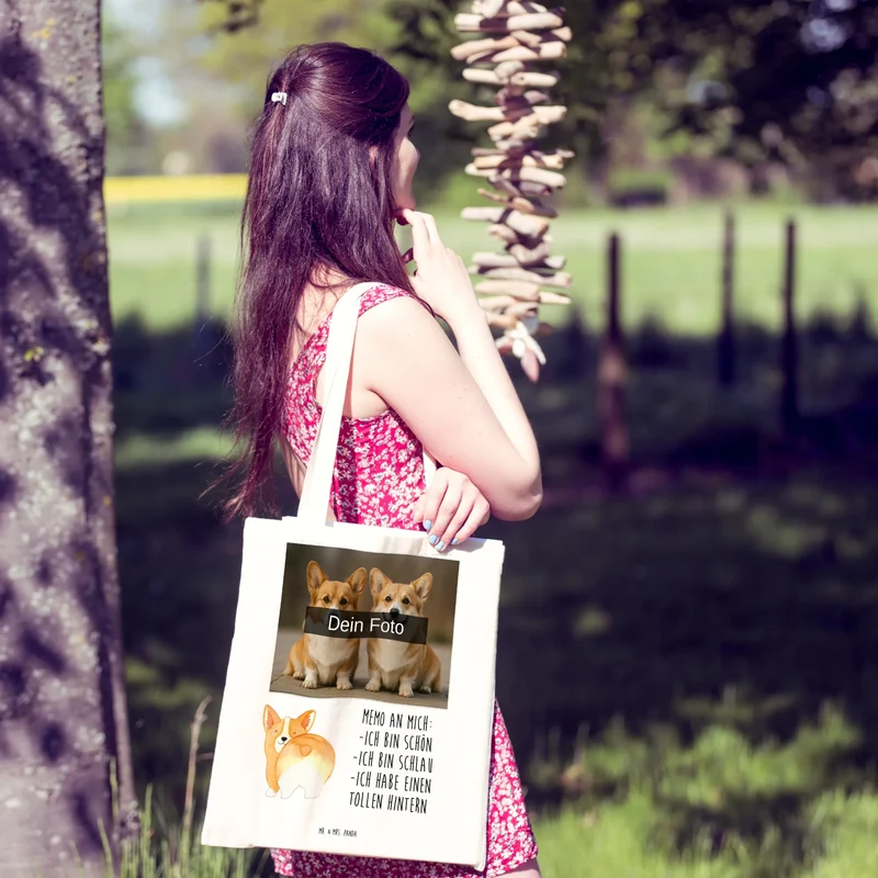 Personalisierte Foto Tragetasche Corgi Po