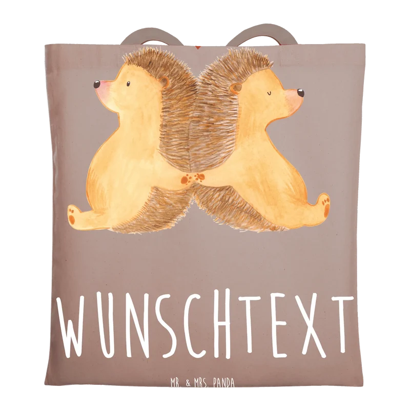 Personalisierte Foto Tragetasche Igel händchenhaltend