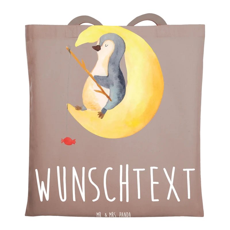 Personalisierte Foto Tragetasche Pinguin Mond