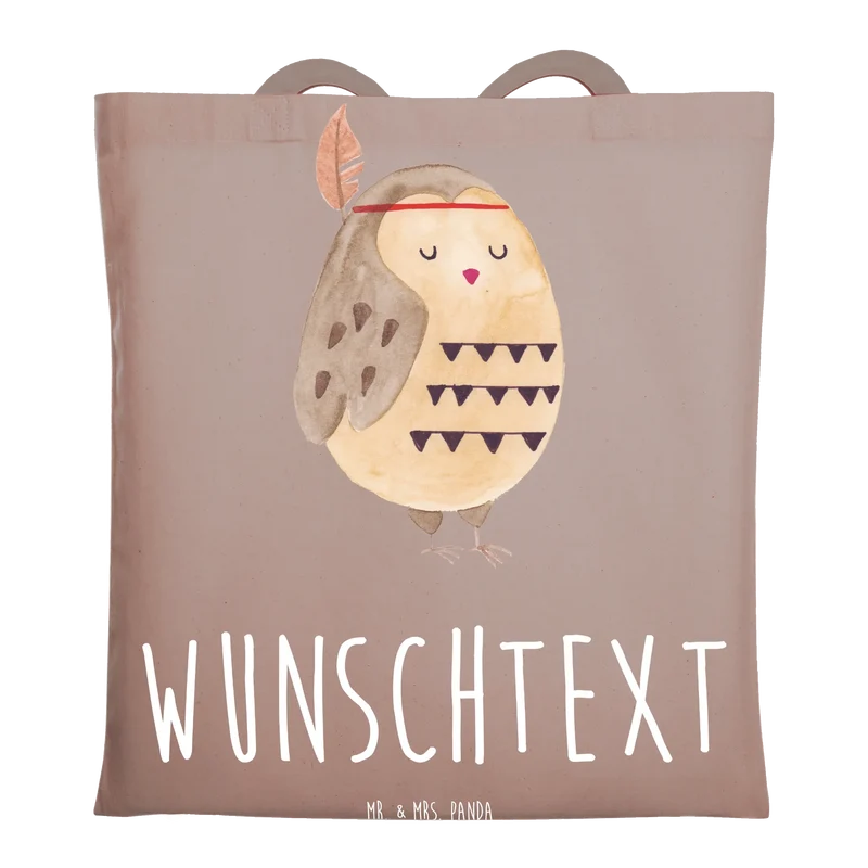 Personalisierte Foto Tragetasche Eule Federschmuck