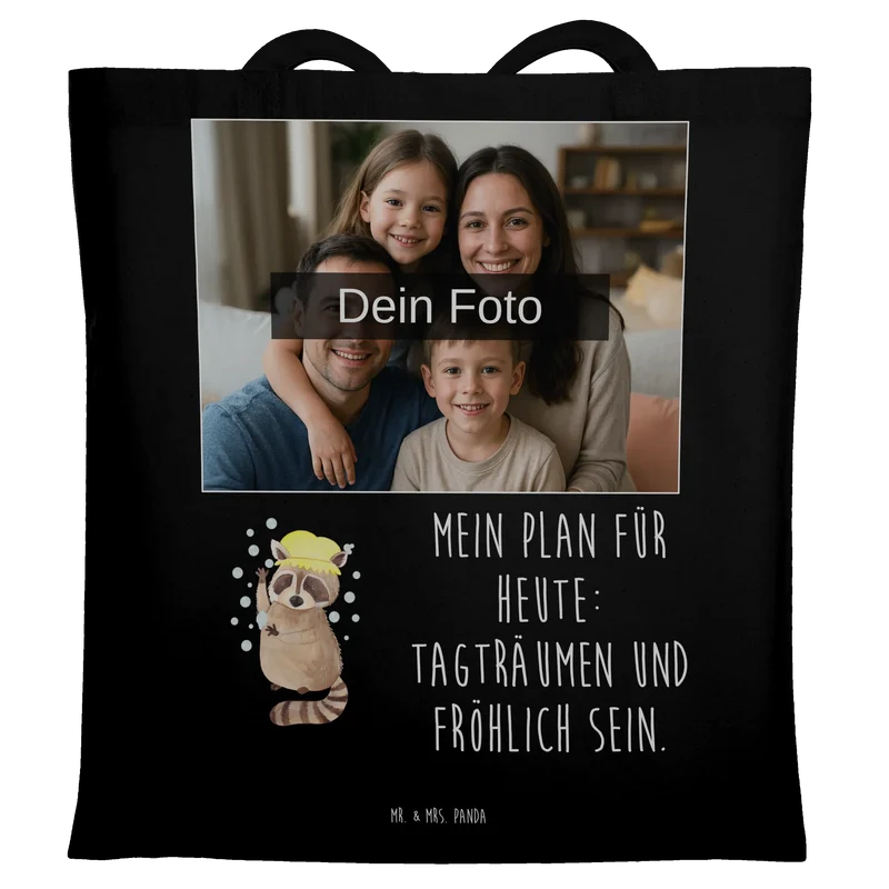 Personalisierte Foto Tragetasche Waschbär