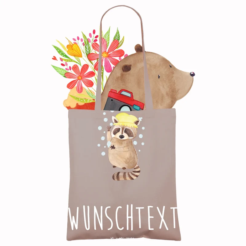 Personalisierte Foto Tragetasche Waschbär