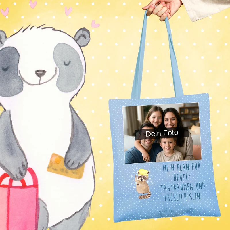 Personalisierte Foto Tragetasche Waschbär