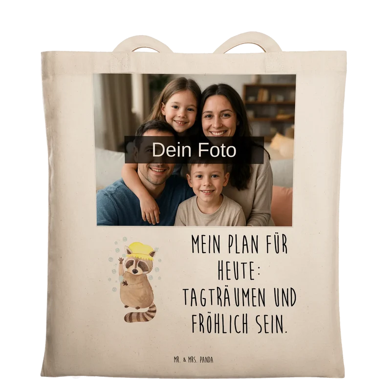 Personalisierte Foto Tragetasche Waschbär