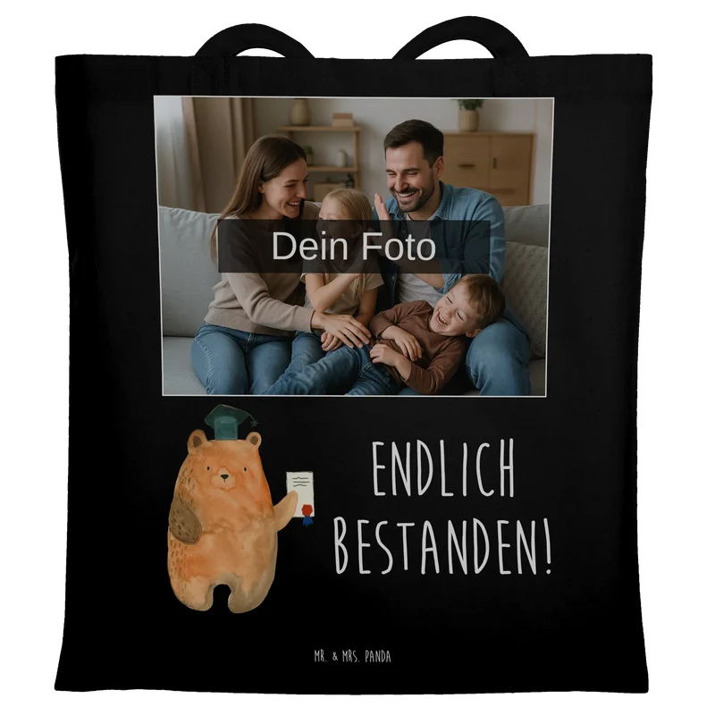 Personalisierte Foto Tragetasche Bär Prüfung