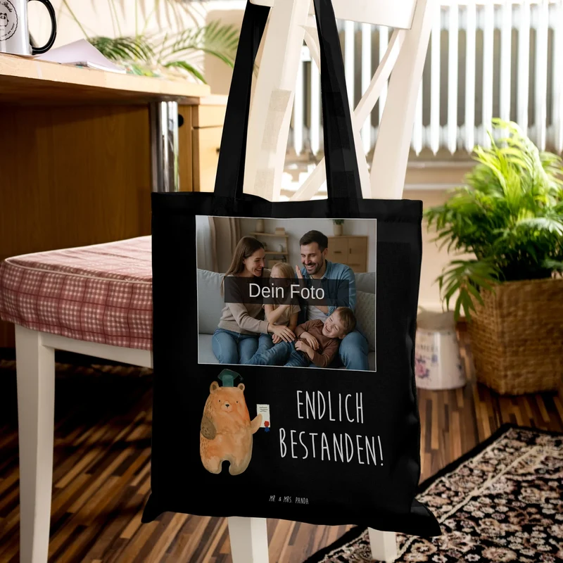 Personalisierte Foto Tragetasche Bär Prüfung