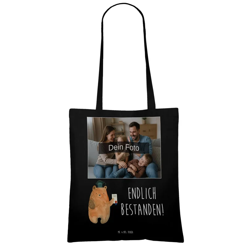 Personalisierte Foto Tragetasche Bär Prüfung