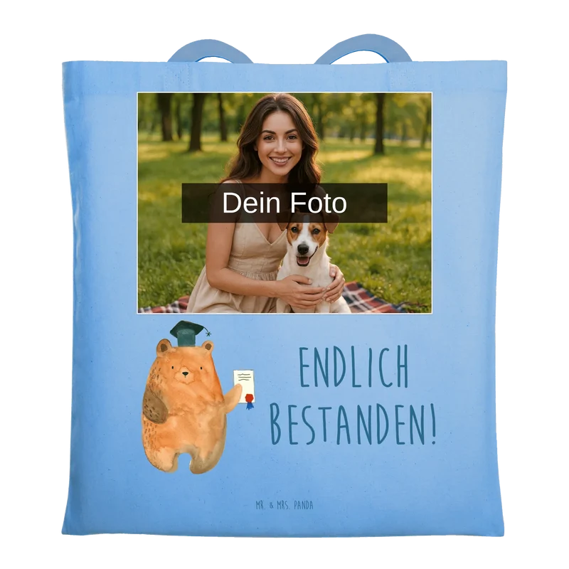 Personalisierte Foto Tragetasche Bär Prüfung
