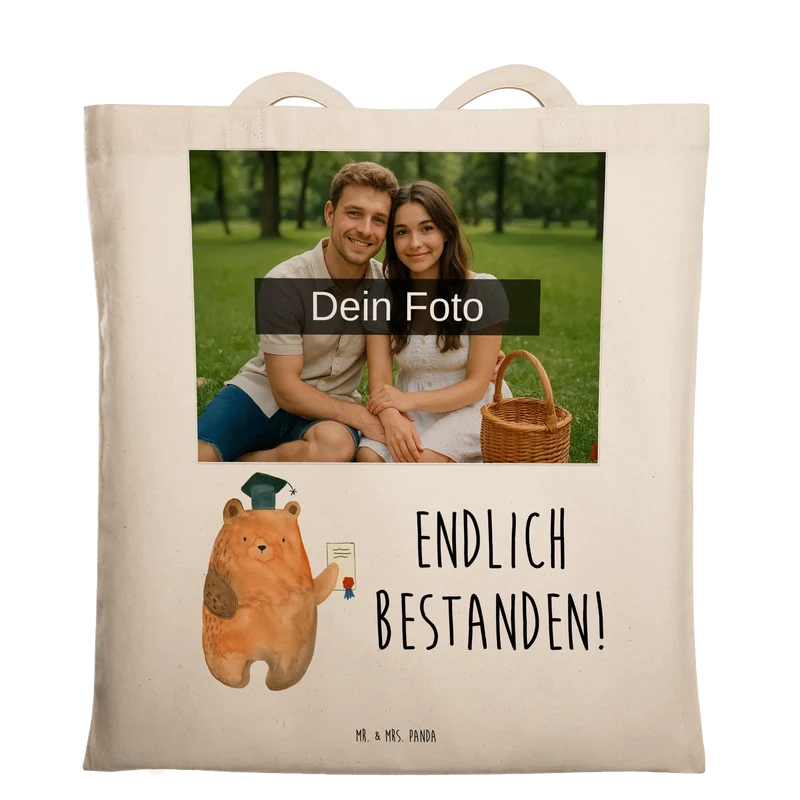 Personalisierte Foto Tragetasche Bär Prüfung