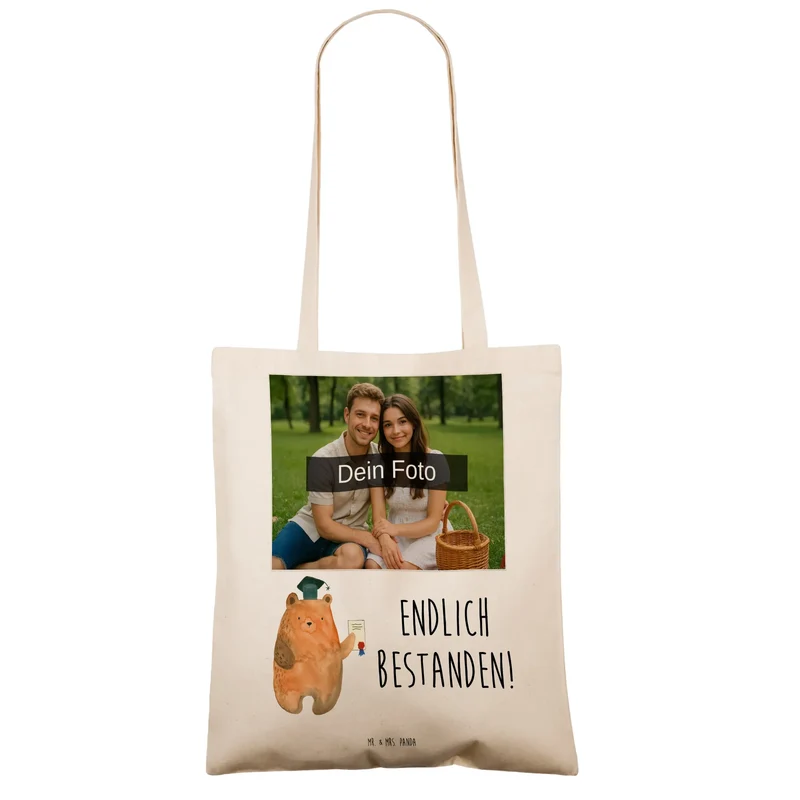 Personalisierte Foto Tragetasche Bär Prüfung