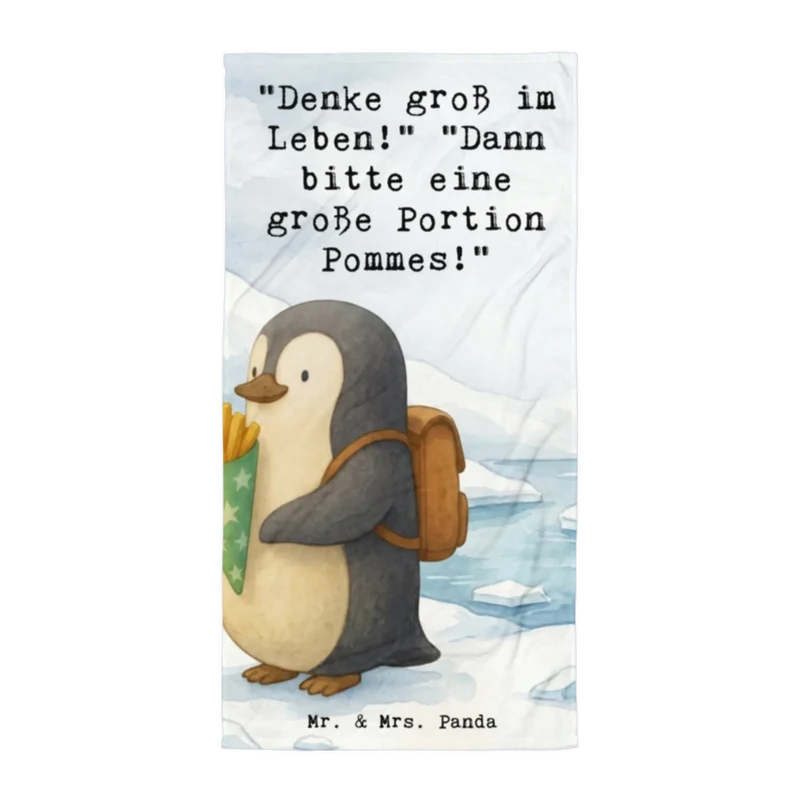 XL Badehandtuch Pinguin Pommestüte Design