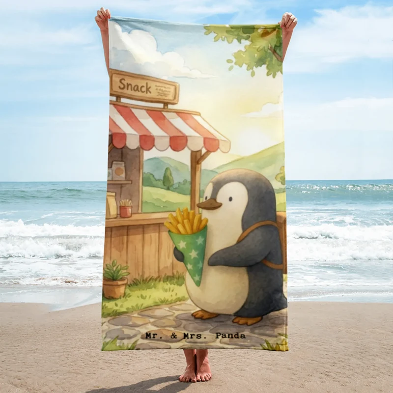 XL Badehandtuch Pinguin Pommestüte Design