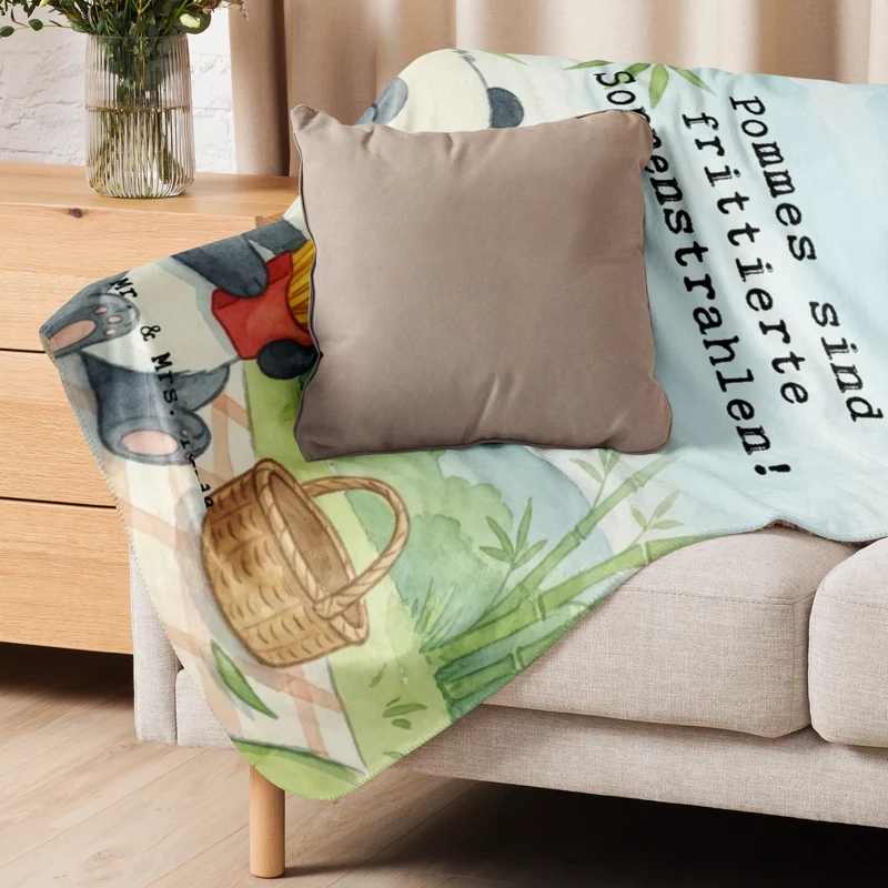 Sherpa Kuscheldecke Panda beflügelt Pommes Design