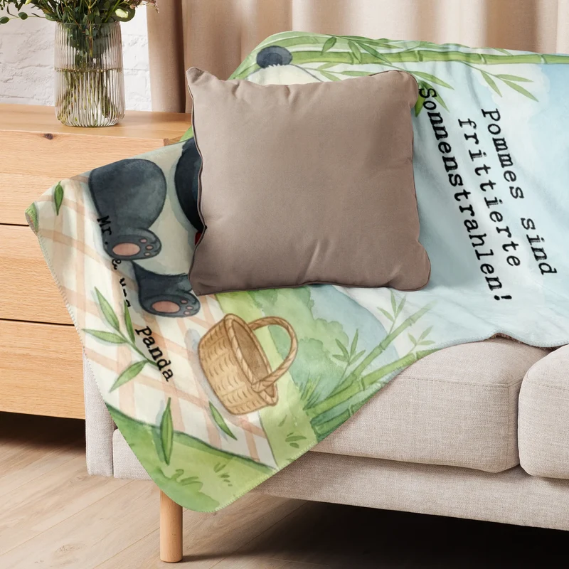Sherpa Kuscheldecke Panda beflügelt Pommes Design