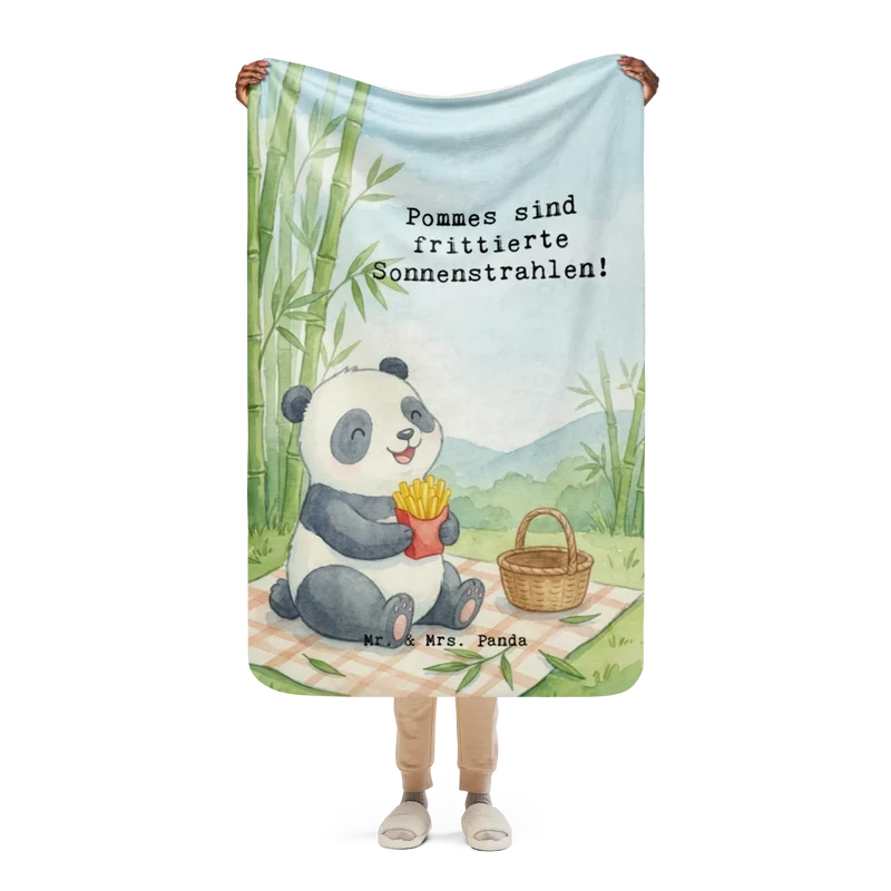 Sherpa Kuscheldecke Panda beflügelt Pommes Design
