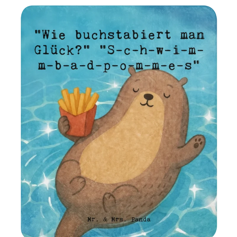 Sherpa Kuscheldecke Otter Schwimmbad Pommes Design