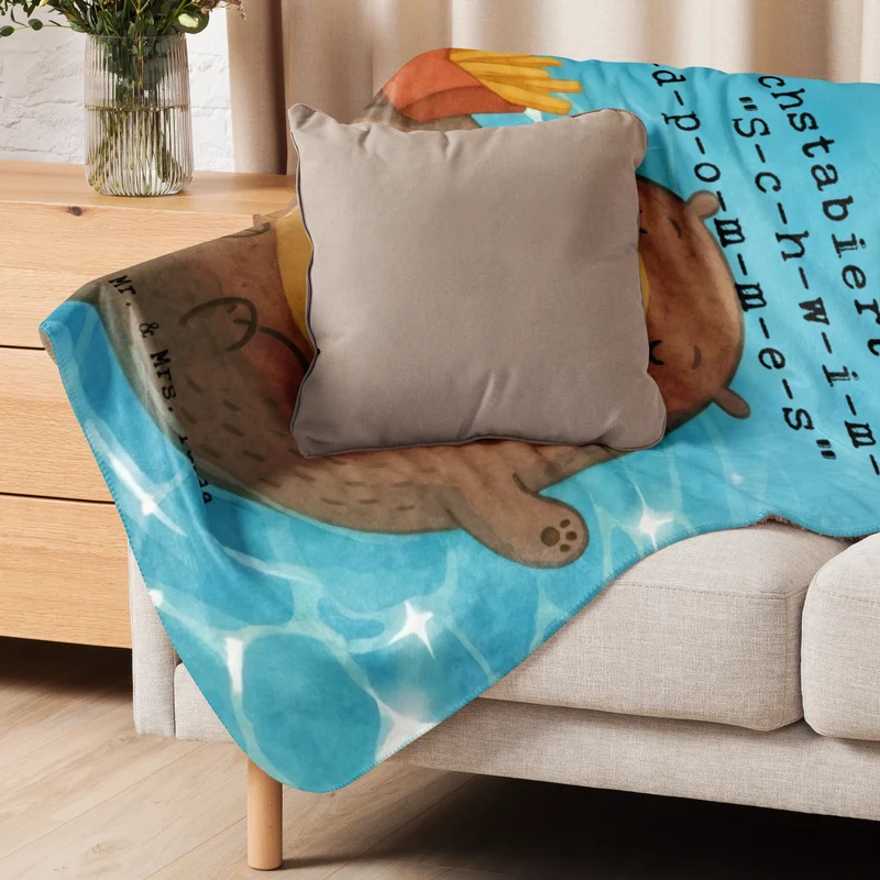 Sherpa Kuscheldecke Otter Schwimmbad Pommes Design