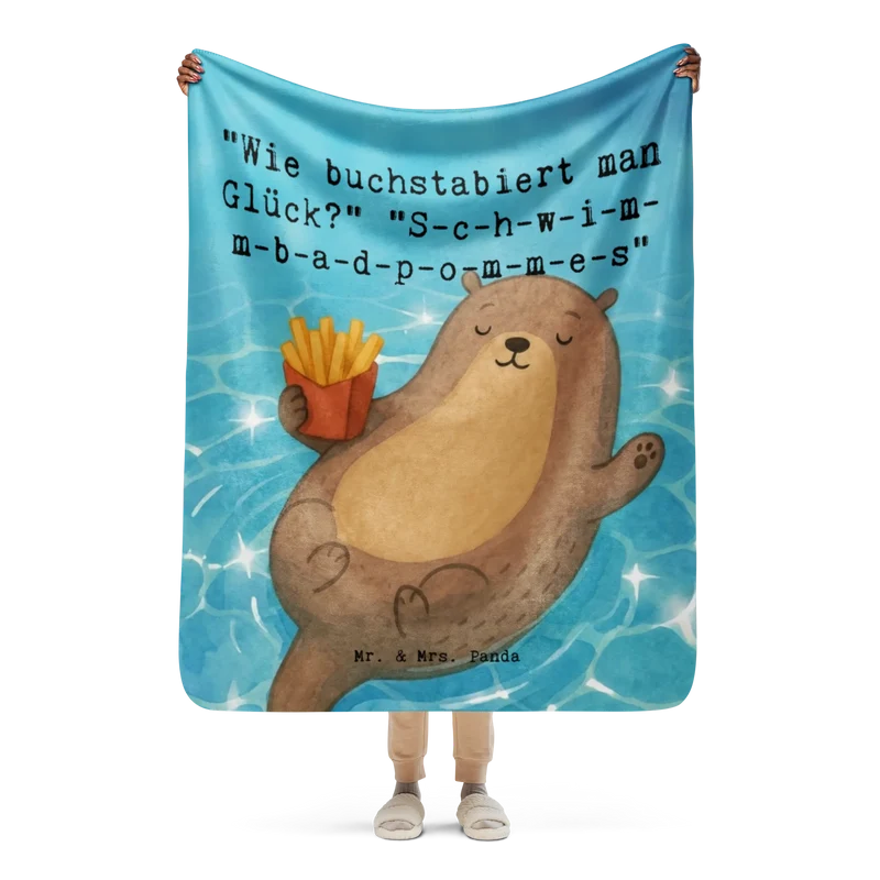 Sherpa Kuscheldecke Otter Schwimmbad Pommes Design