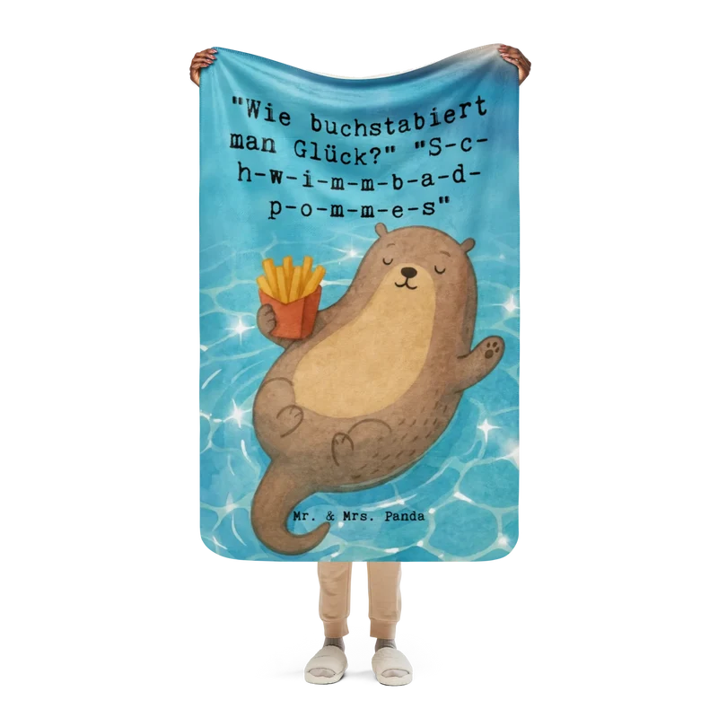 Sherpa Kuscheldecke Otter Schwimmbad Pommes Design
