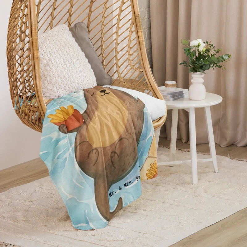 Sherpa Kuscheldecke Otter Schwimmbad Pommes Design