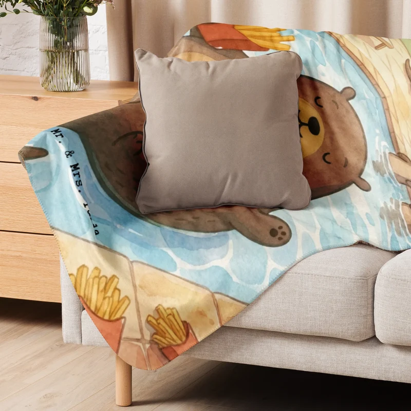 Sherpa Kuscheldecke Otter Schwimmbad Pommes Design