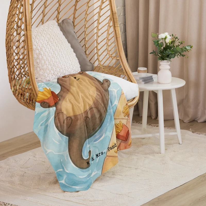 Sherpa Kuscheldecke Otter Schwimmbad Pommes Design