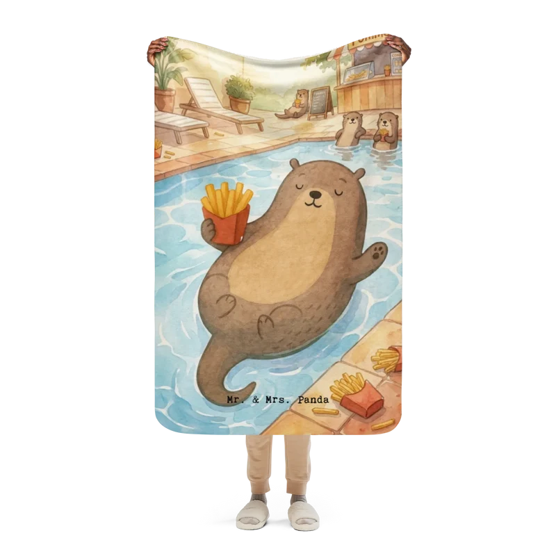 Sherpa Kuscheldecke Otter Schwimmbad Pommes Design