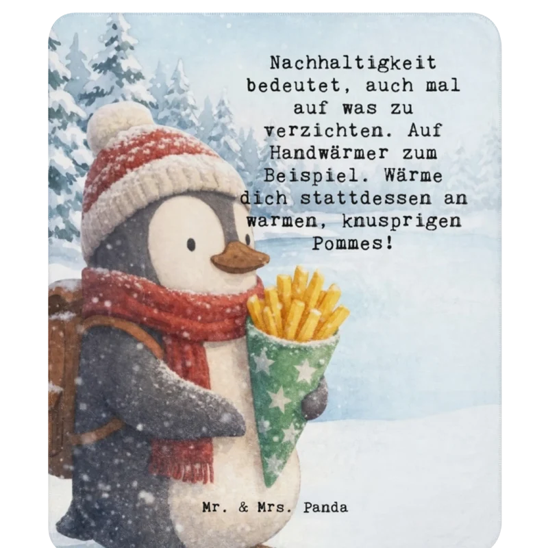 Sherpa Kuscheldecke Pinguin Winter Pommes Design