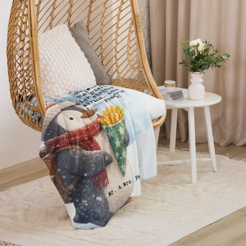 Sherpa Kuscheldecke Pinguin Winter Pommes Design