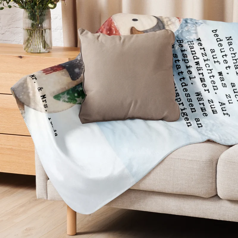 Sherpa Kuscheldecke Pinguin Winter Pommes Design
