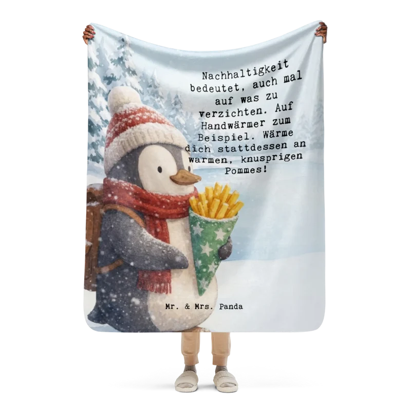 Sherpa Kuscheldecke Pinguin Winter Pommes Design
