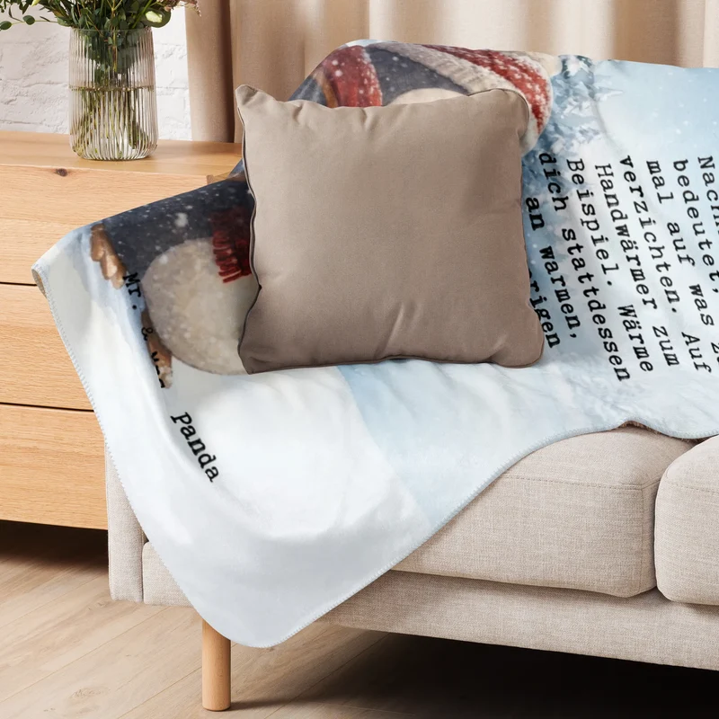 Sherpa Kuscheldecke Pinguin Winter Pommes Design