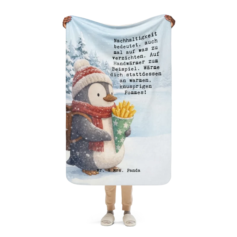 Sherpa Kuscheldecke Pinguin Winter Pommes Design