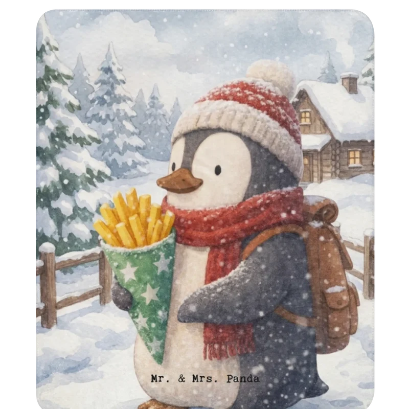 Sherpa Kuscheldecke Pinguin Winter Pommes Design