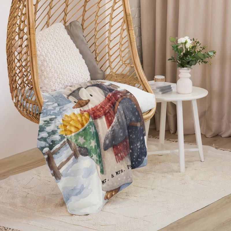 Sherpa Kuscheldecke Pinguin Winter Pommes Design