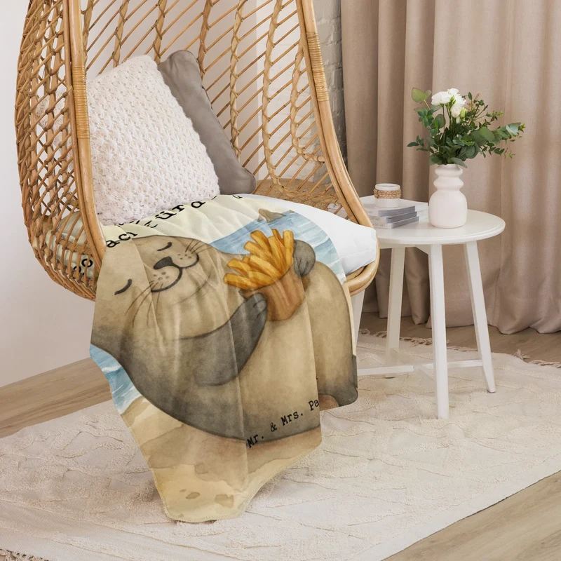 Sherpa Kuscheldecke Robbe Pommes Design