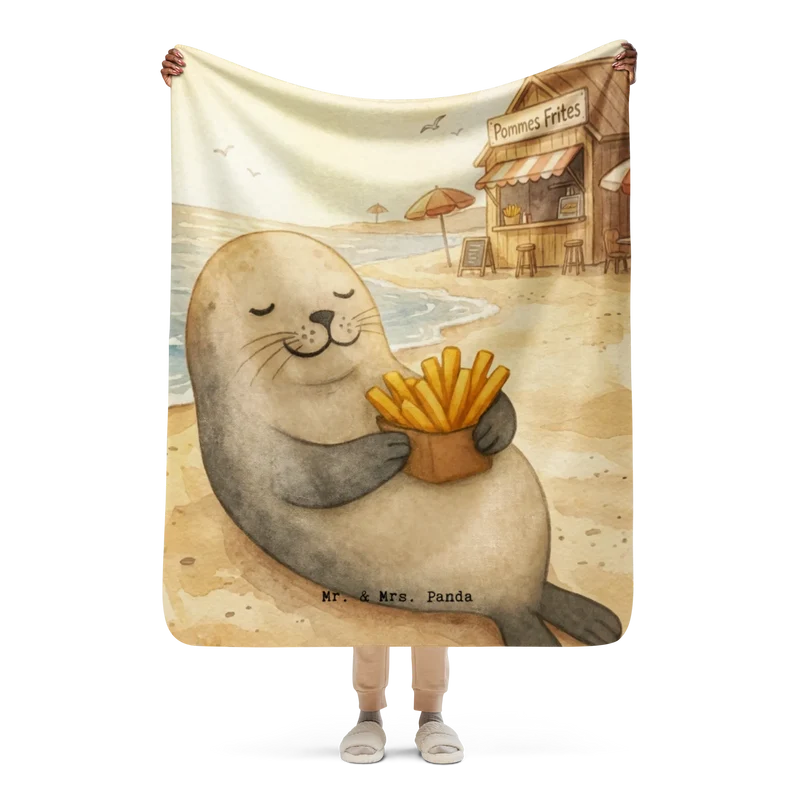 Sherpa Kuscheldecke Robbe Pommes Design