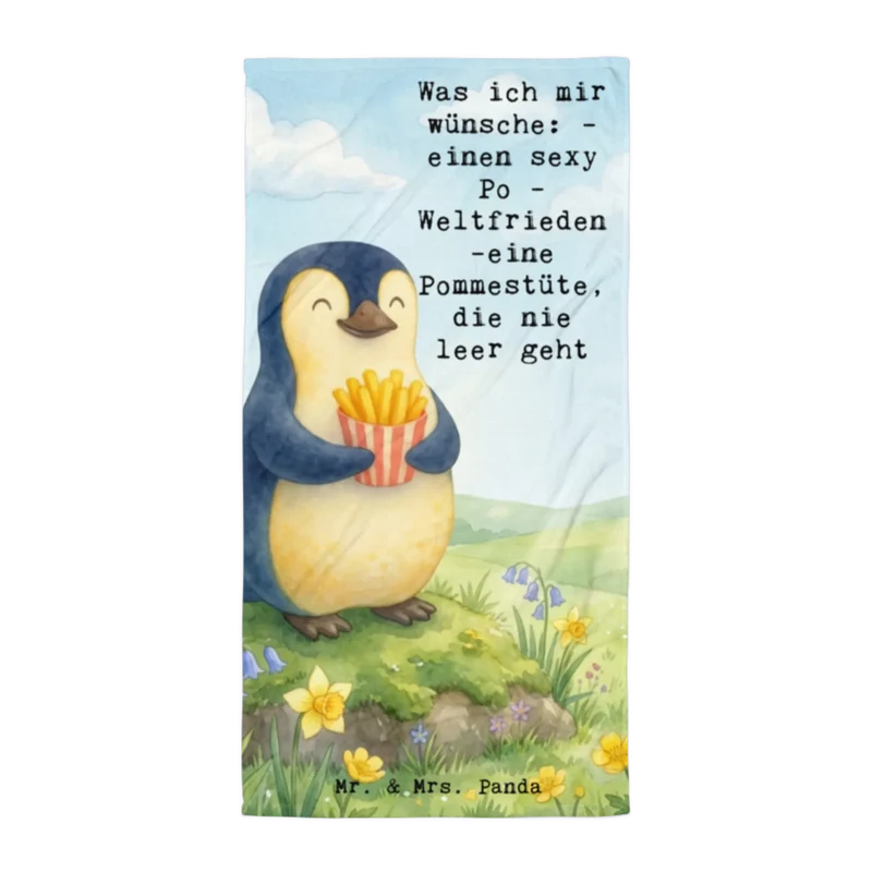 XL Badehandtuch Pinguin Frühling Pommes Design