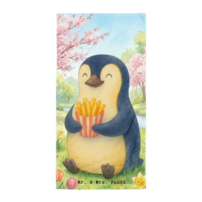 XL Badehandtuch Pinguin Frühling Pommes Design